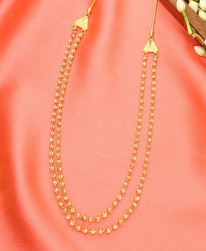 padma vertical maal yellow gold necklace  for woman