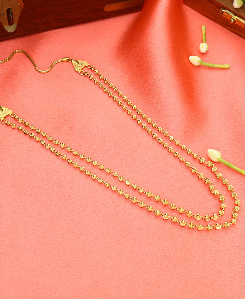 padma vertical maal yellow gold necklace  for woman