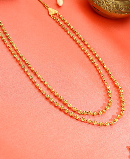 Padma Vertical Maal Yellow Gold Necklace  For Woman