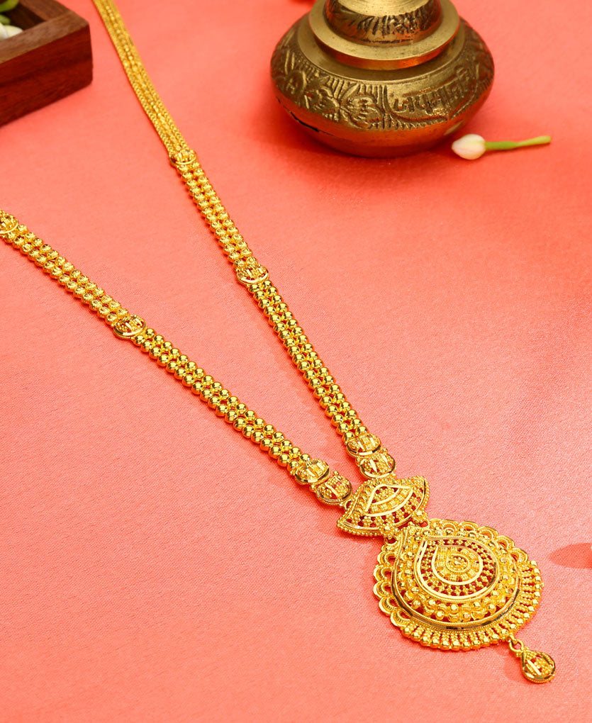 suvarna shringar yellow gold traditional necklace for woman