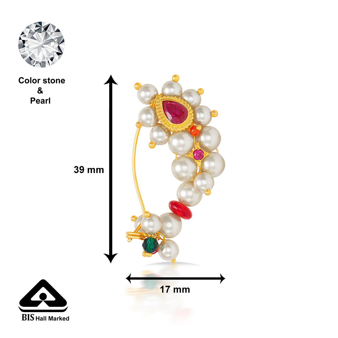 moti gold nath for women
