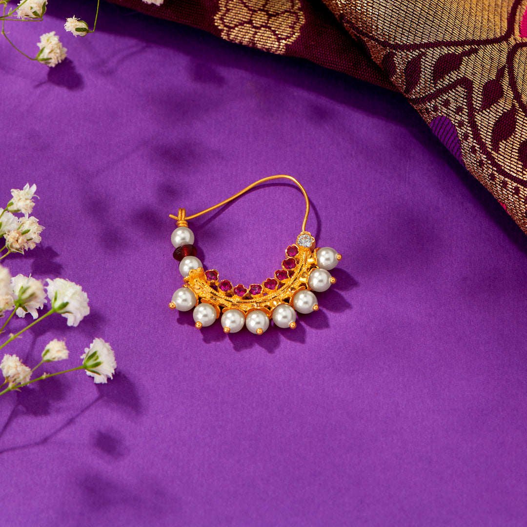 Suvarna Charm Yellow Gold Nath For Women