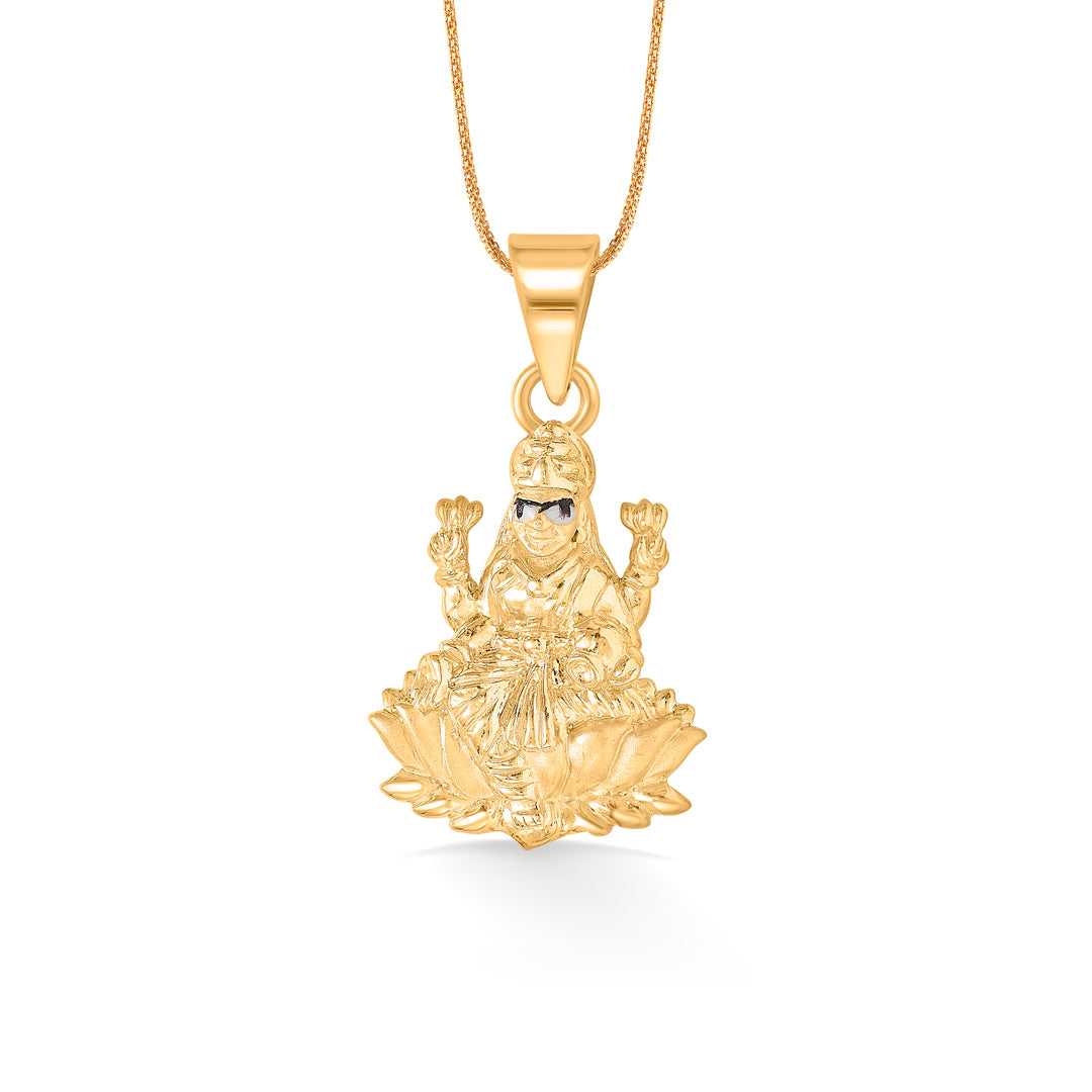 Mahalaxmi Yellow Gold Religious Unisex Pendant