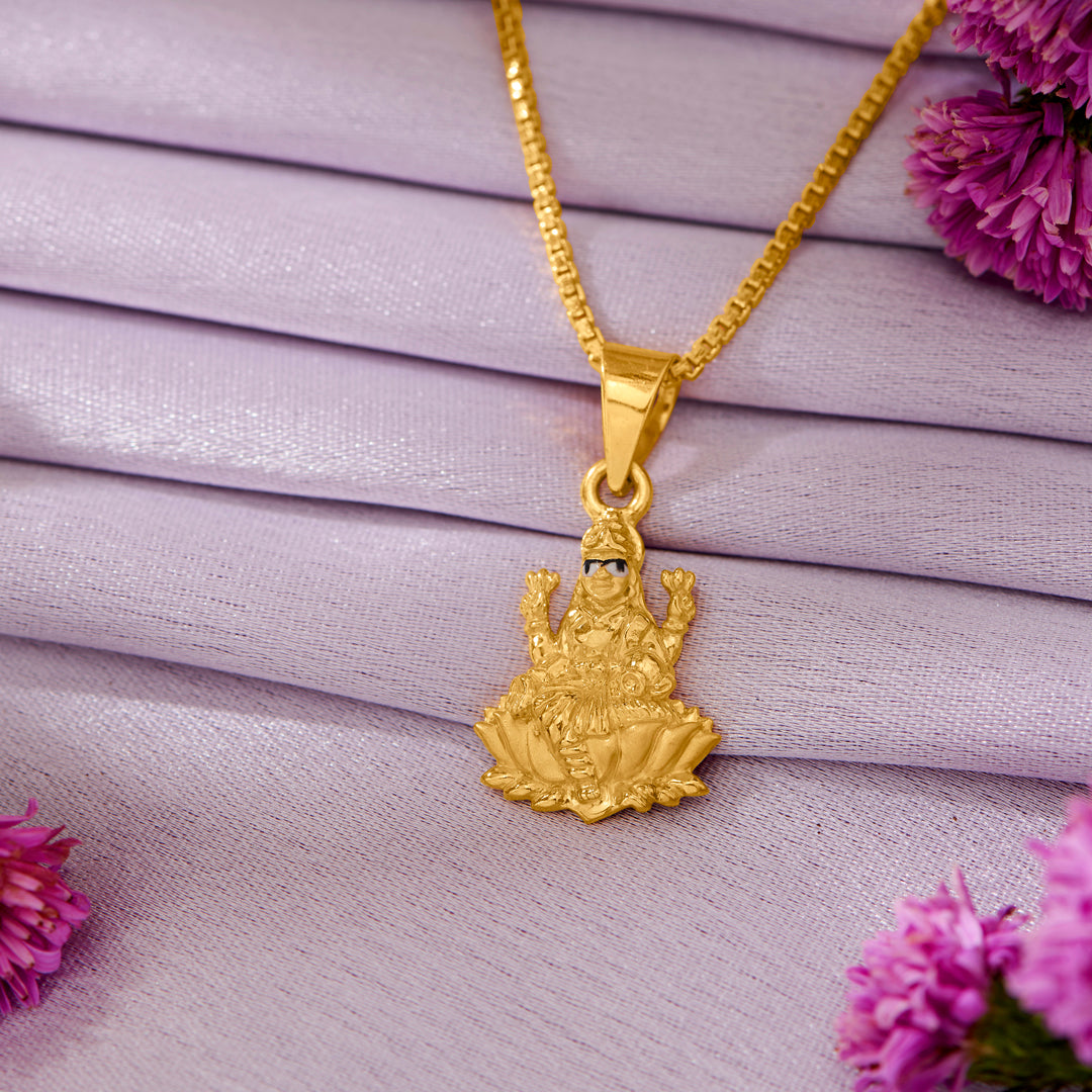 Mahalaxmi Yellow Gold Religious Unisex Pendant