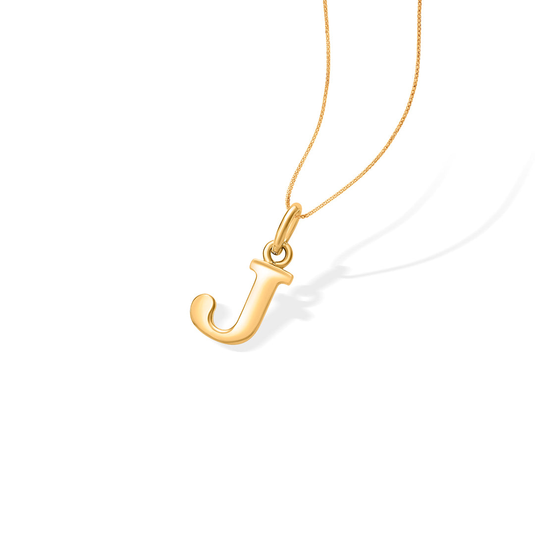 j letter yellow gold alphabet unisex pendant