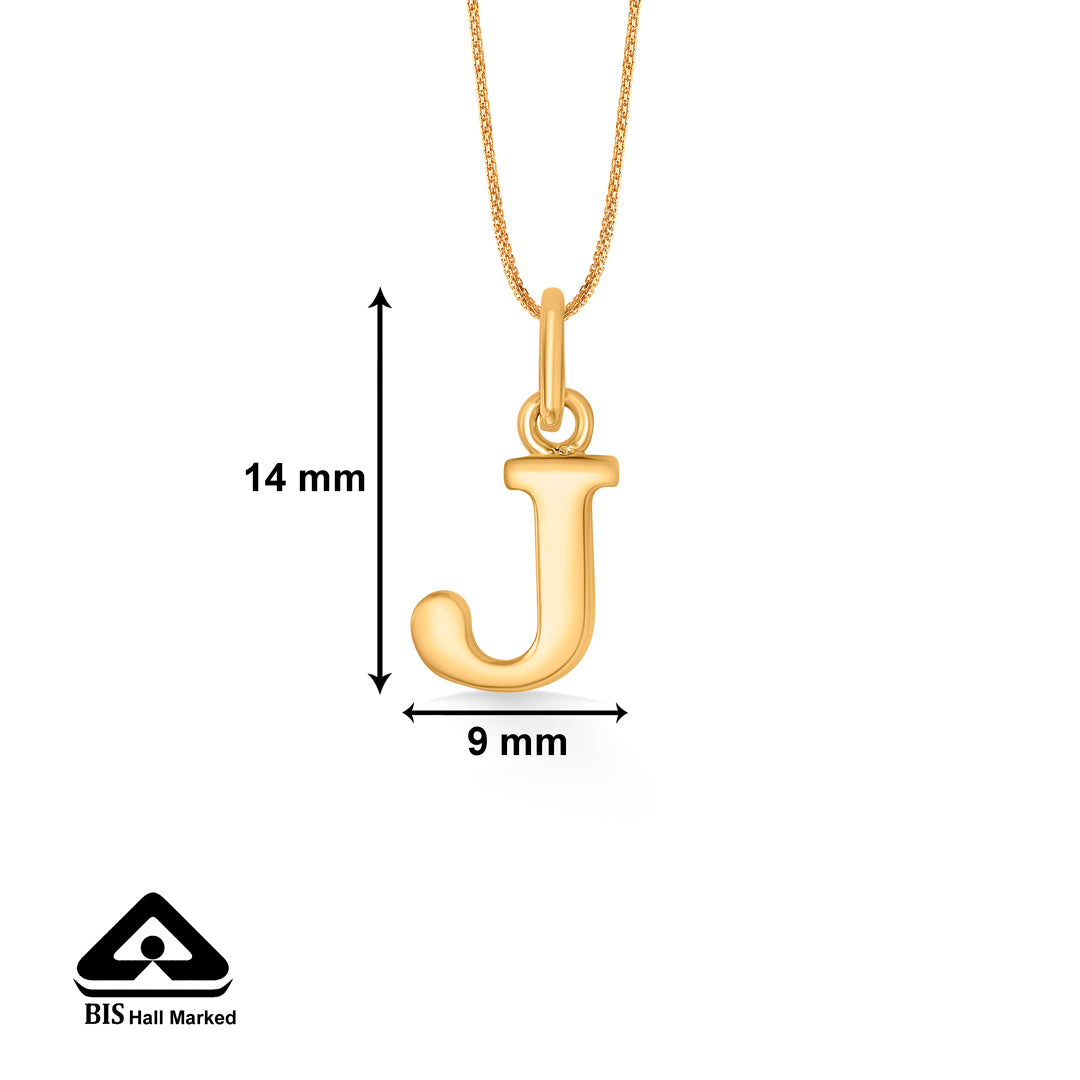 j letter yellow gold alphabet unisex pendant