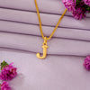 J Letter Yellow Gold Alphabet Unisex Pendant