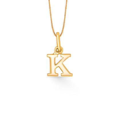 K Letter Yellow Gold Alphabet Unisex Pendant