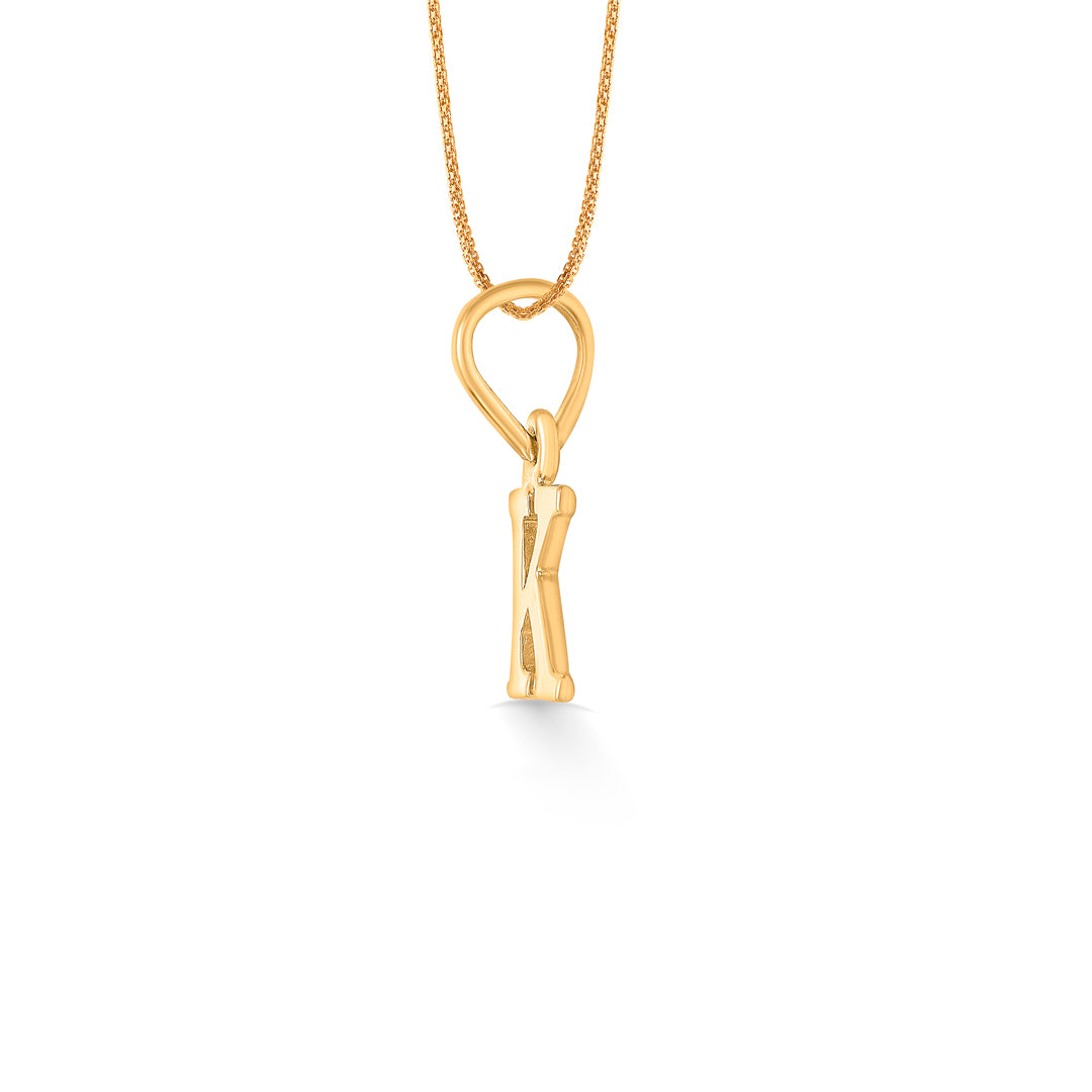 k letter yellow gold alphabet unisex pendant