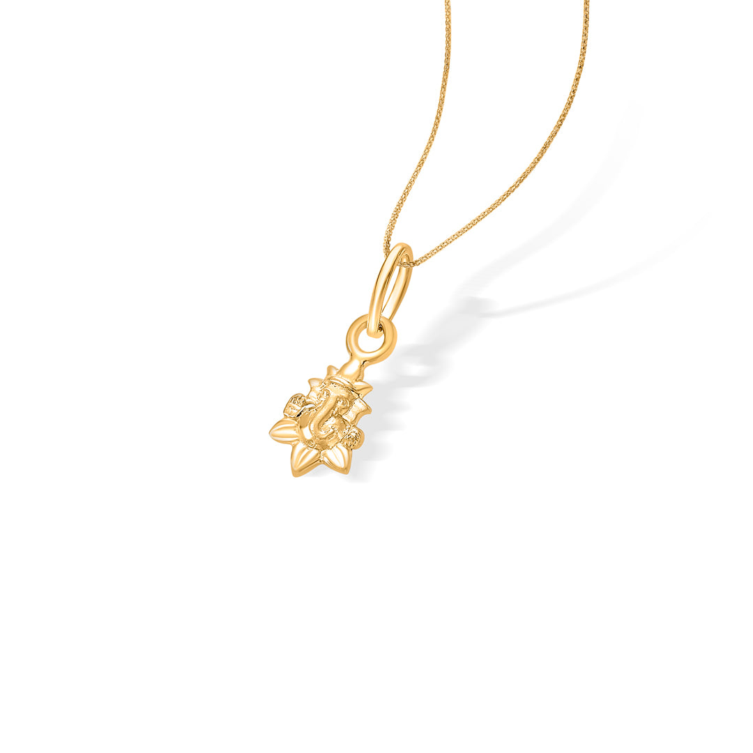 ganesha yellow gold religious unisex pendant