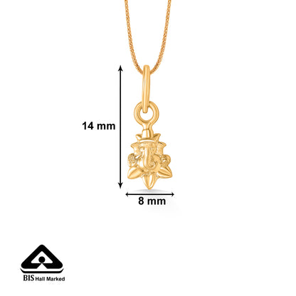 Ganesha Yellow Gold Religious Unisex Pendant