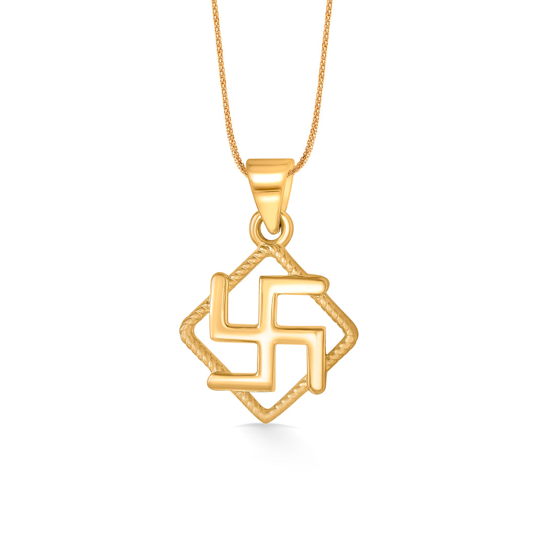 Swastik Yellow Gold Religious Unisex Pendant