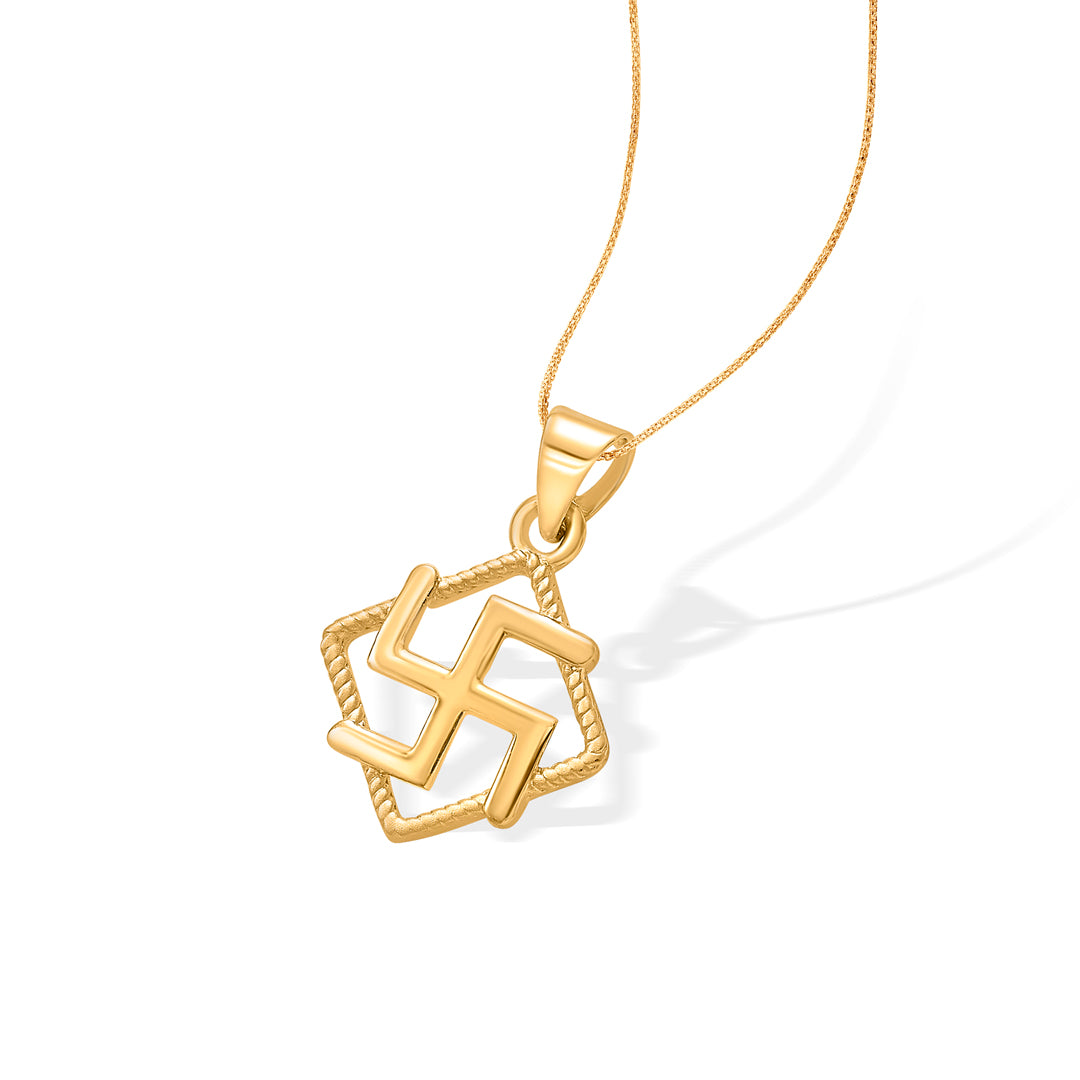 swastik yellow gold religious unisex pendant