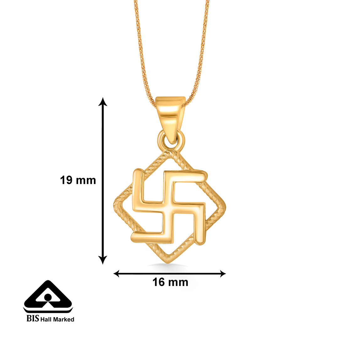 swastik yellow gold religious unisex pendant