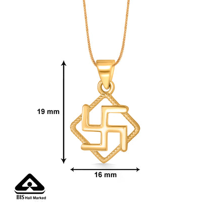 Swastik Yellow Gold Religious Unisex Pendant