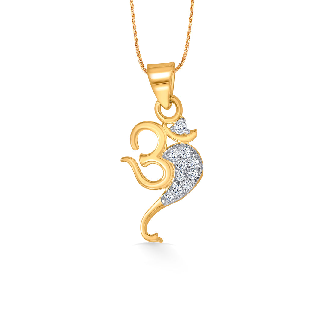 Om Yellow Gold Religious Unisex Pendant