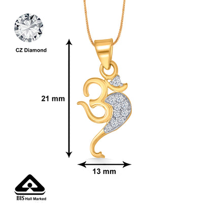 Om Yellow Gold Religious Unisex Pendant