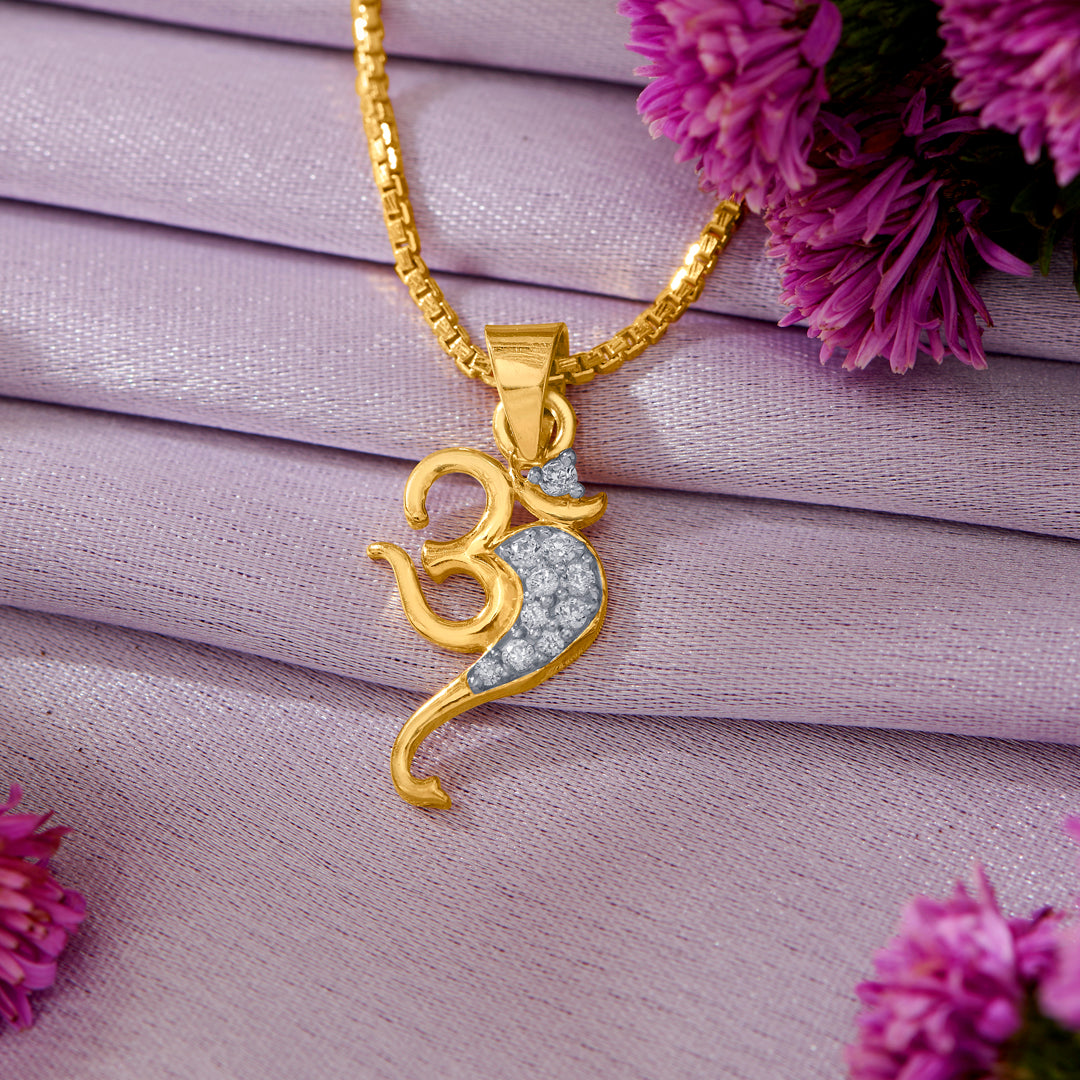 Om Yellow Gold Religious Unisex Pendant