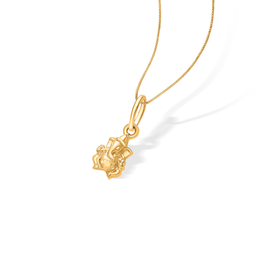 ganapati yellow gold religious unisex pendant
