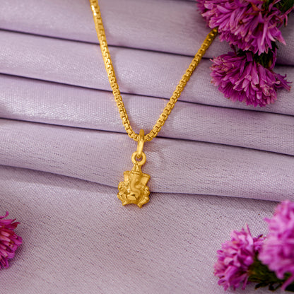 Ganapati Yellow Gold Religious Unisex Pendant