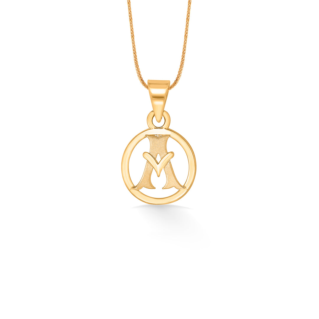 alphabet yellow gold unisex pendant