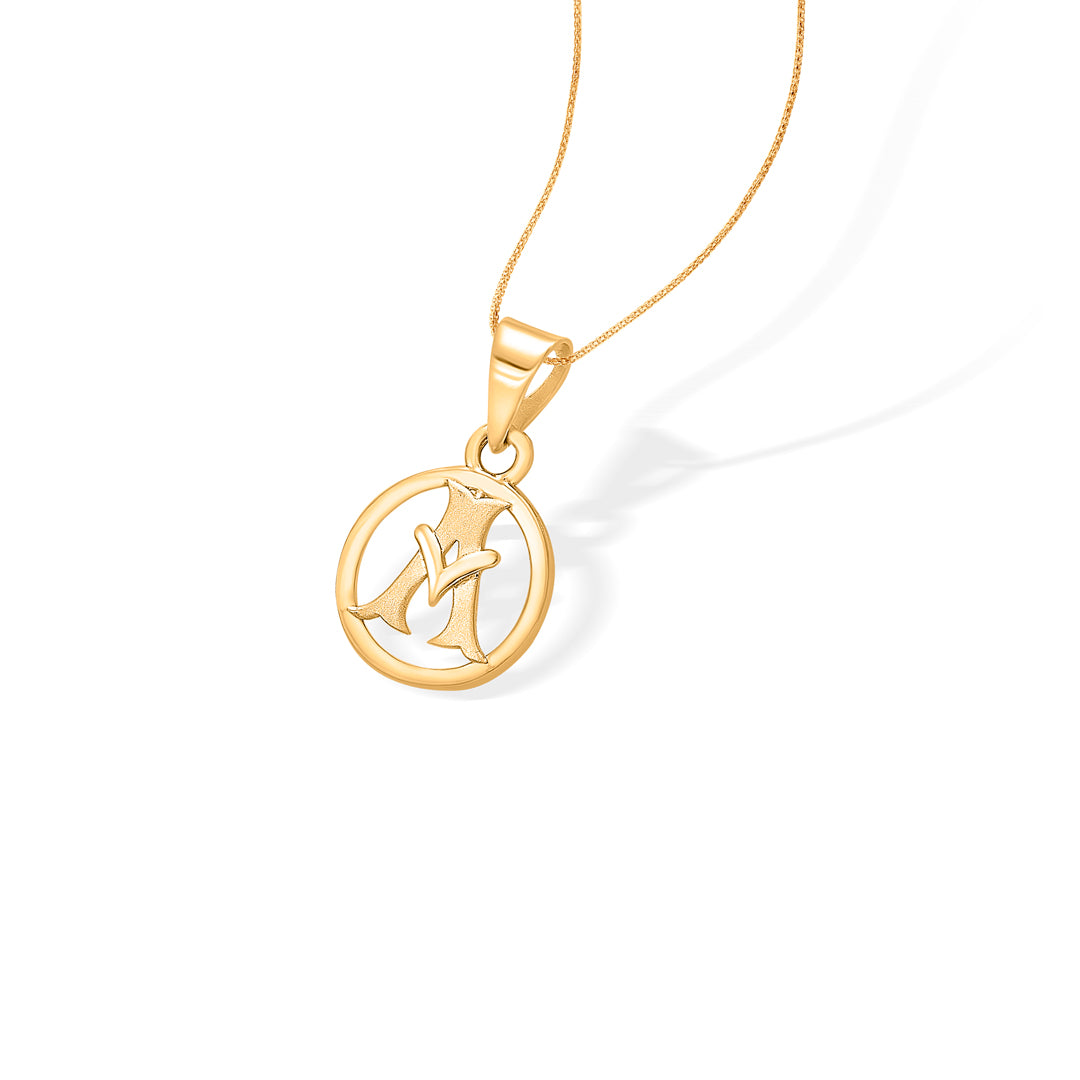 alphabet yellow gold unisex pendant
