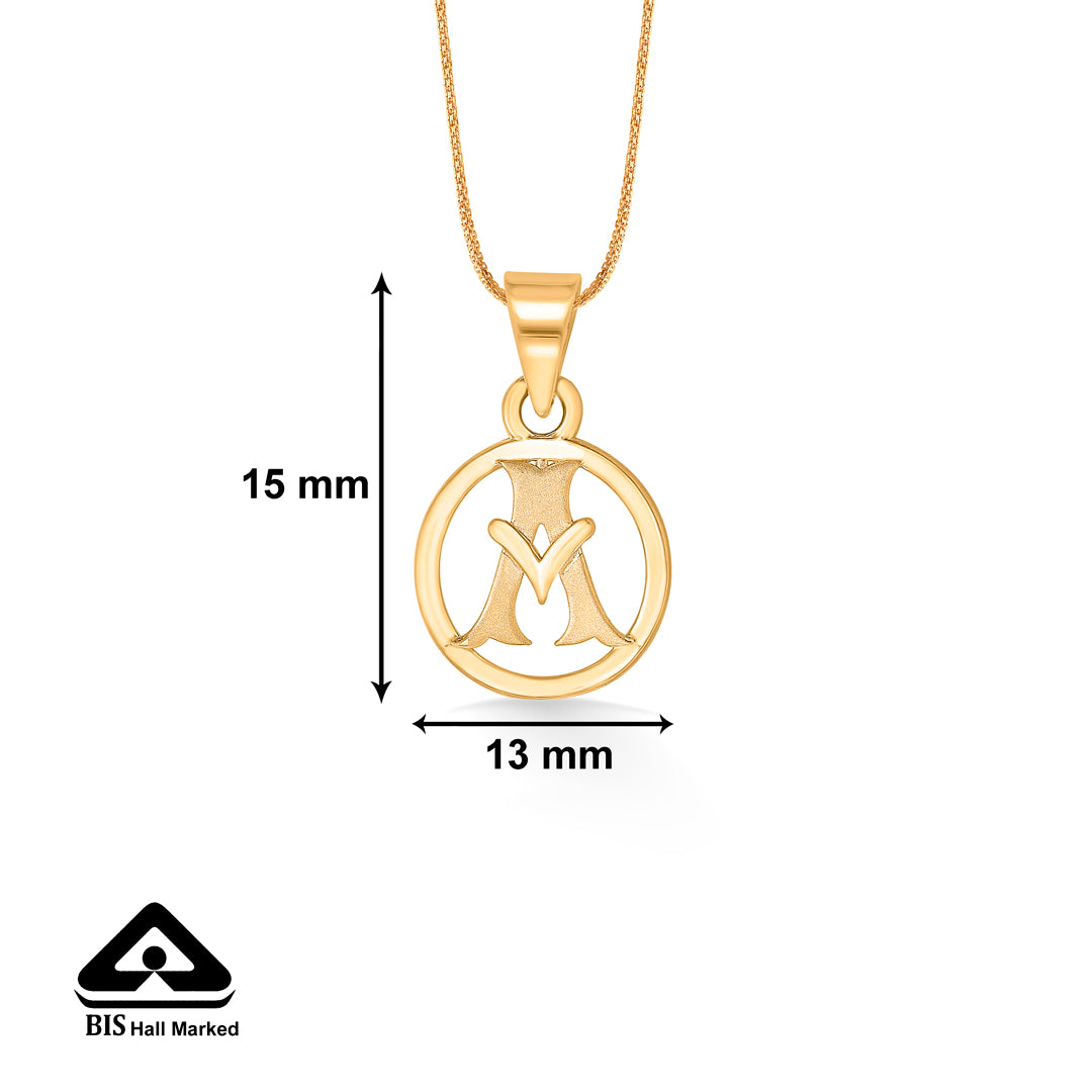 alphabet yellow gold unisex pendant