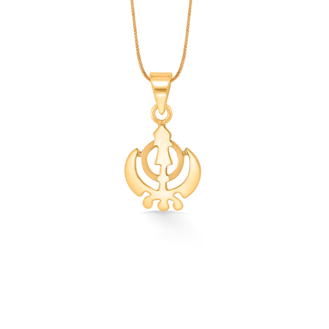 khanda yellow gold religious unisex pendant