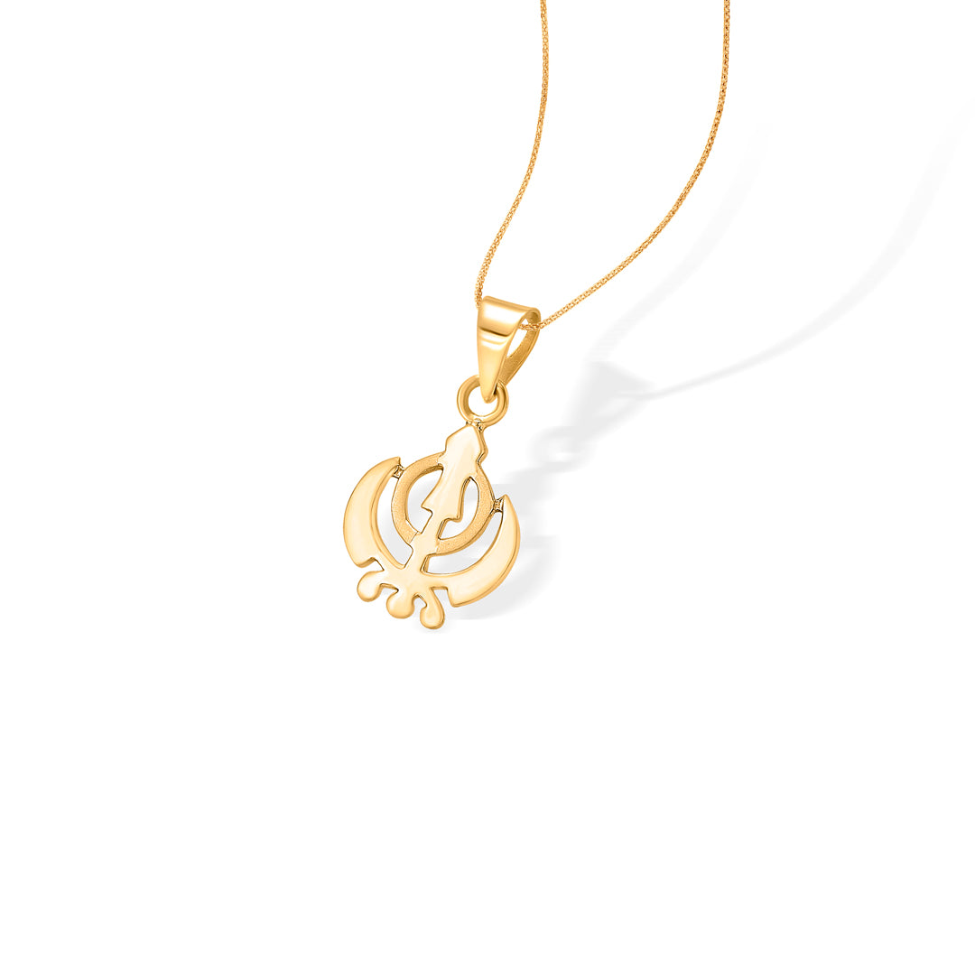 khanda yellow gold religious unisex pendant