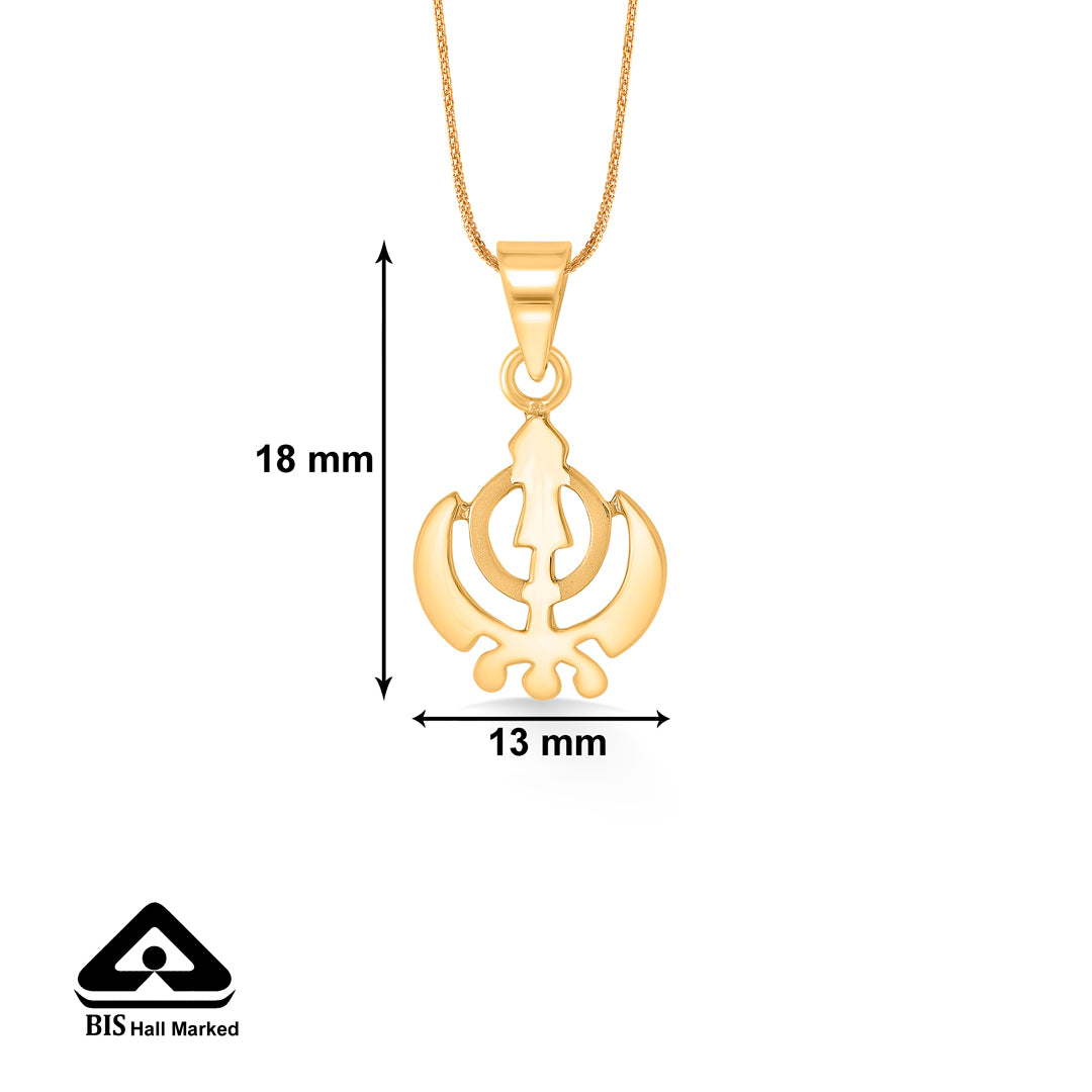khanda yellow gold religious unisex pendant