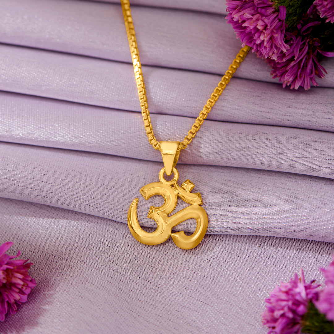Devine Om Yellow Gold Religious Unisex Pendant