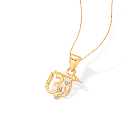 Om Basuri Yellow Gold Religious Unisex Pendant