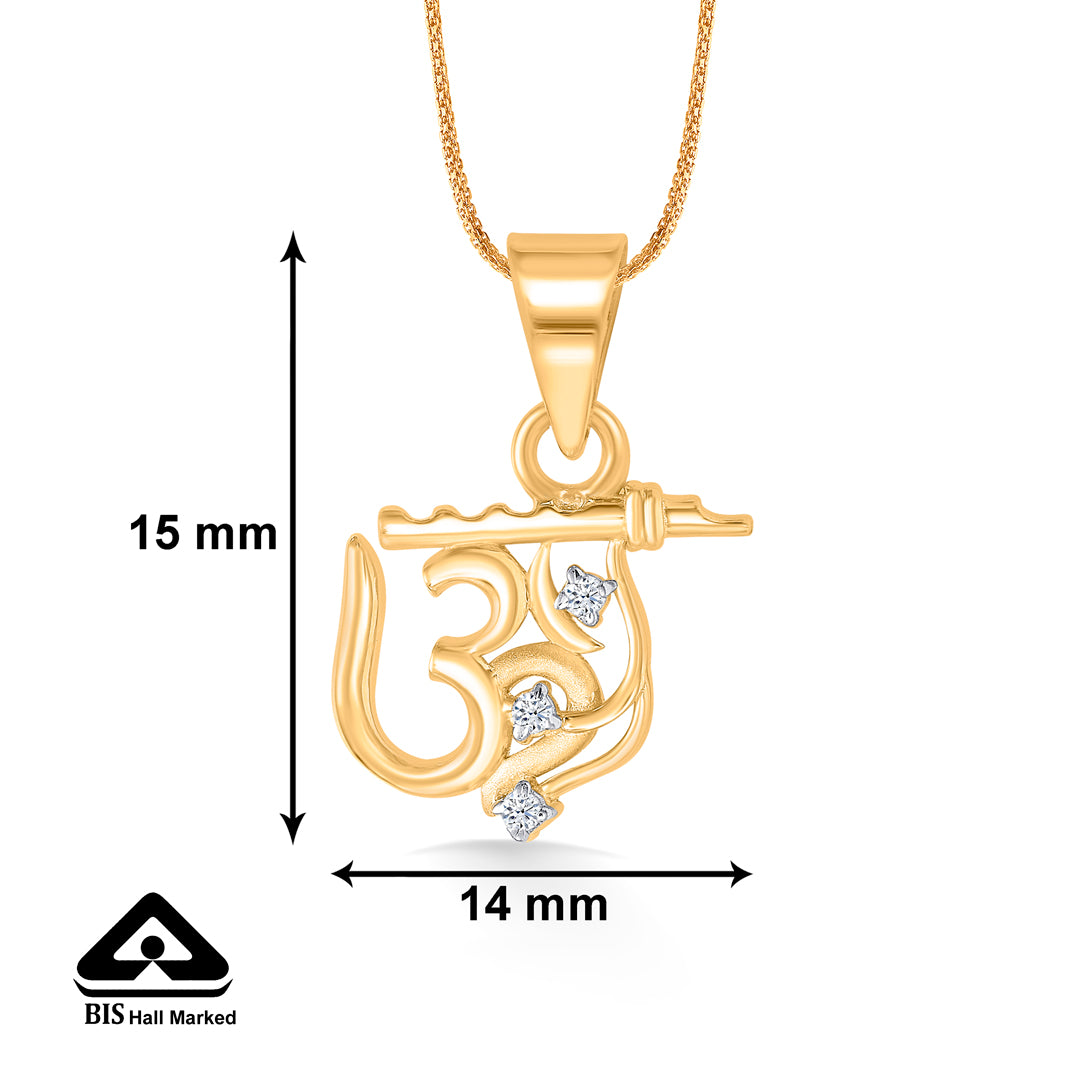 om basuri yellow gold religious unisex pendant