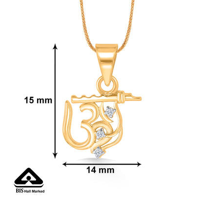 Om Basuri Yellow Gold Religious Unisex Pendant