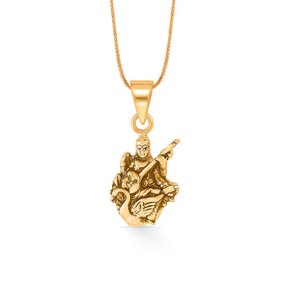 Saraswati Devi Yellow Gold Religious Unisex Pendant