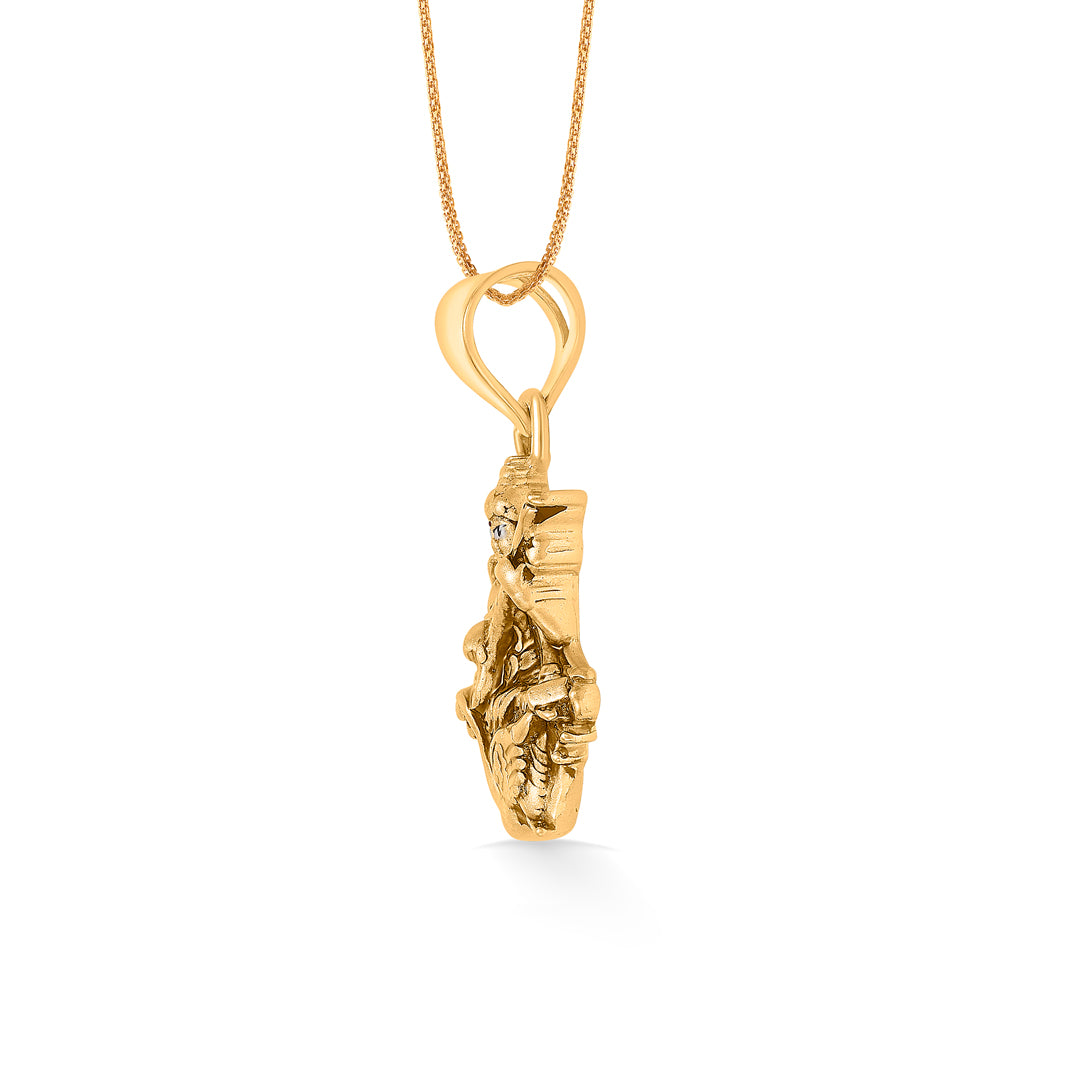 saraswati devi yellow gold religious unisex pendant