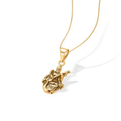 Saraswati Devi Yellow Gold Religious Unisex Pendant