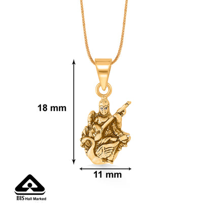 Saraswati Devi Yellow Gold Religious Unisex Pendant