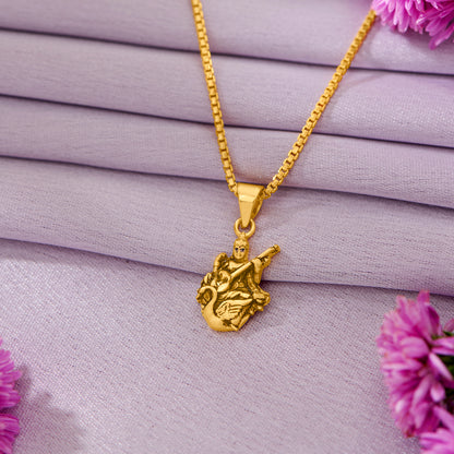 Saraswati Devi Yellow Gold Religious Unisex Pendant