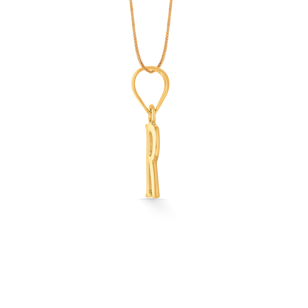 r letter yellow gold alphabet unisex pendant