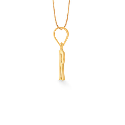 R Letter Yellow Gold Alphabet Unisex Pendant