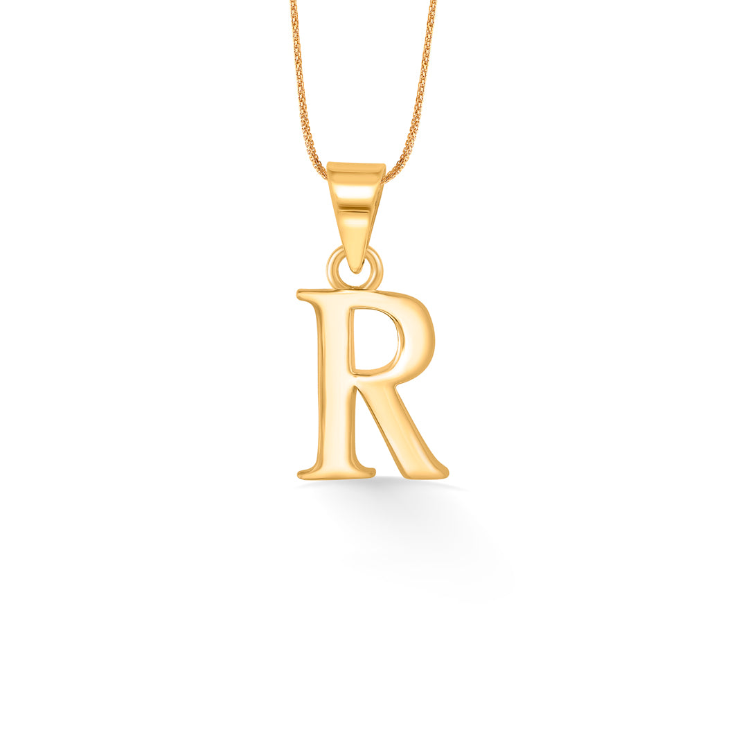 r letter yellow gold alphabet unisex pendant