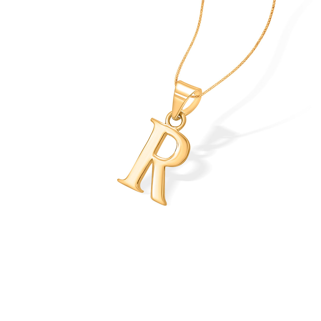 r letter yellow gold alphabet unisex pendant