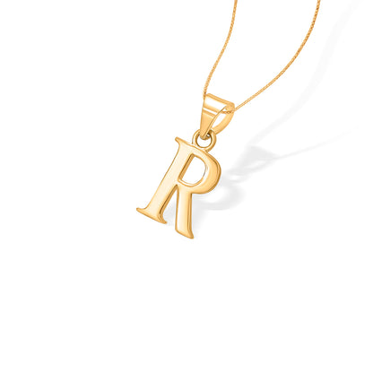 R Letter Yellow Gold Alphabet Unisex Pendant