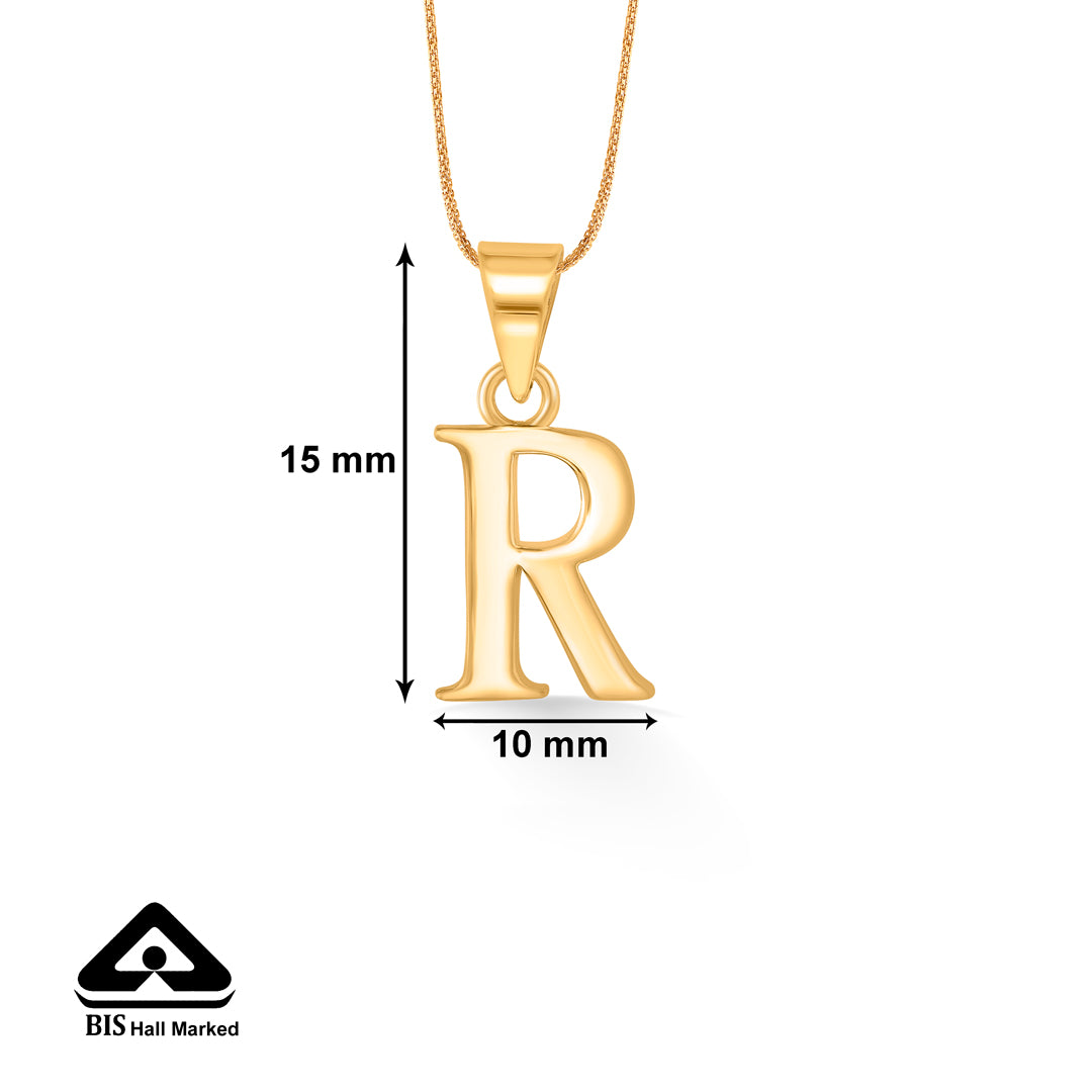 r letter yellow gold alphabet unisex pendant
