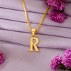 R Letter Yellow Gold Alphabet Unisex Pendant