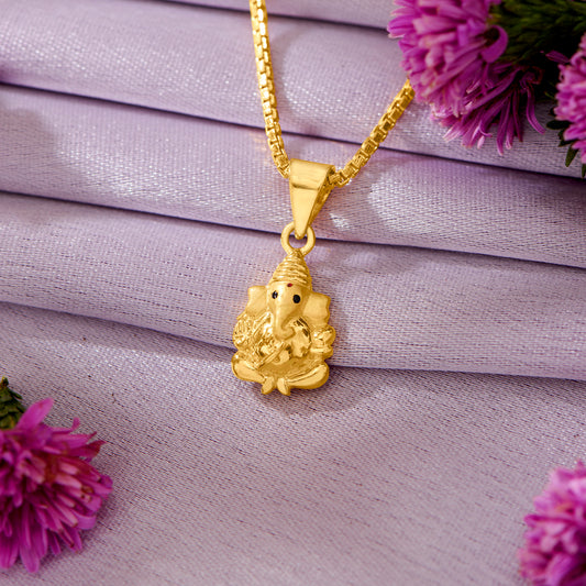 Lord Ganesha Yellow Gold Religious Unisex Pendant