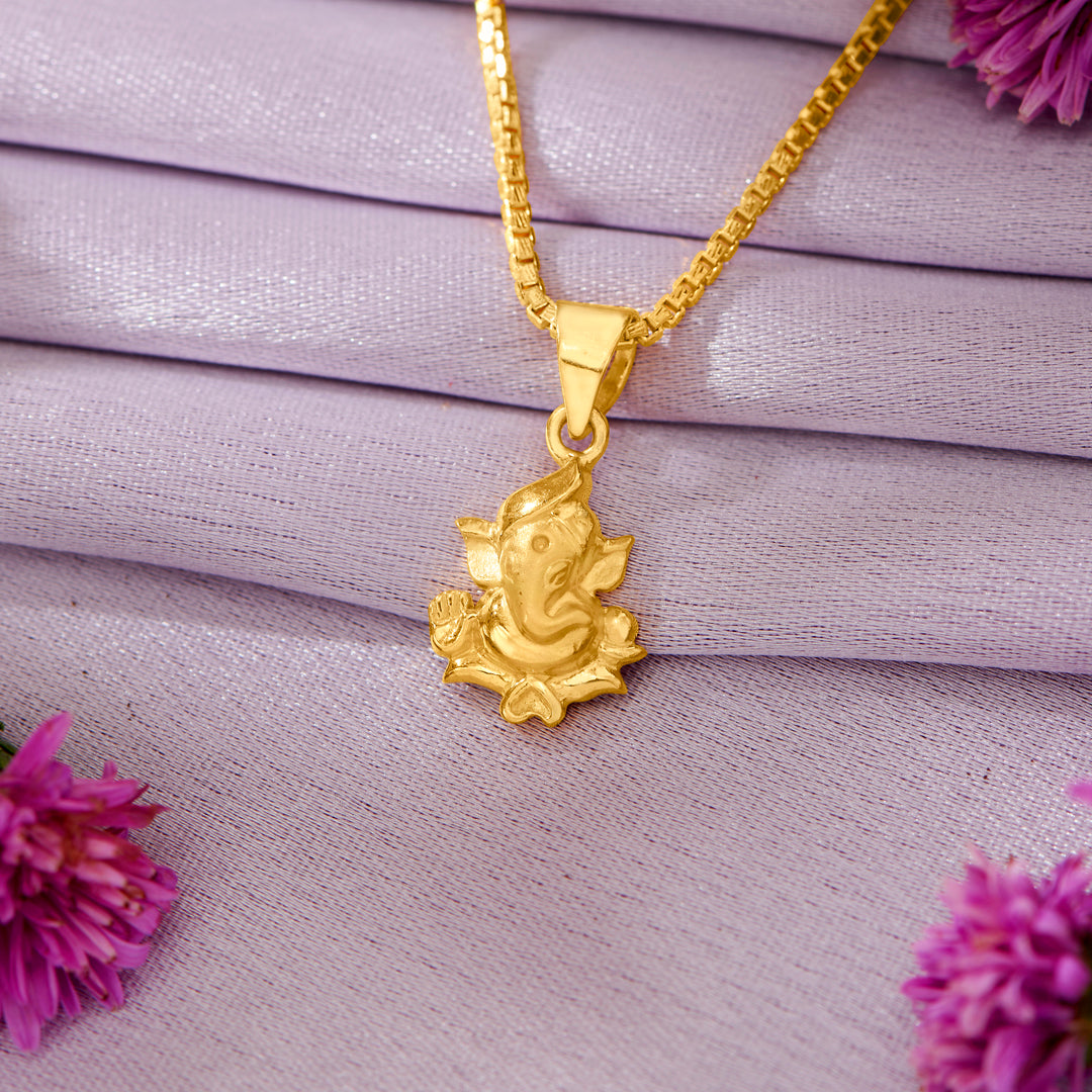 mahaganpati yellow gold religious unisex pendant