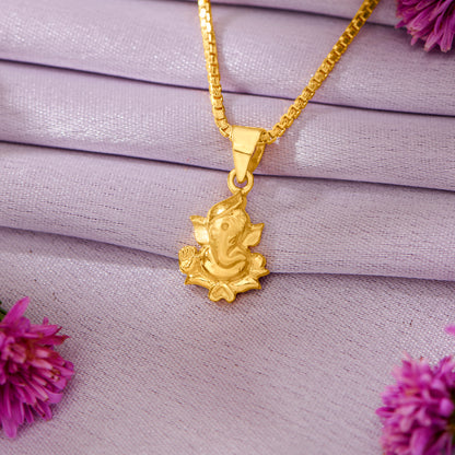Mahaganpati Yellow Gold Religious Unisex Pendant