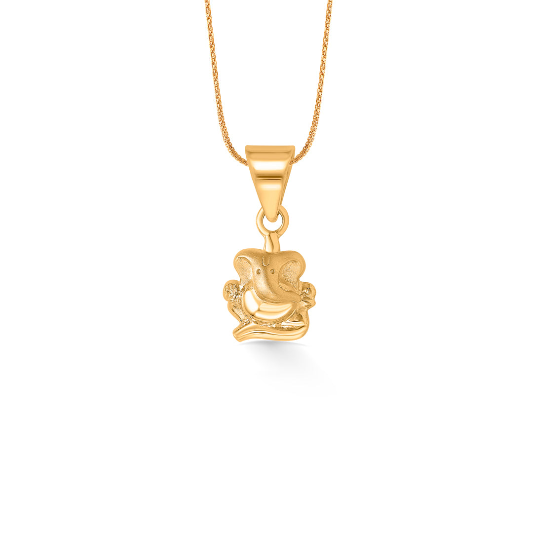vakratunda ganesha yellow gold religious unisex pendant